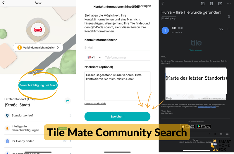 Screenshots der tile App bei Community Search